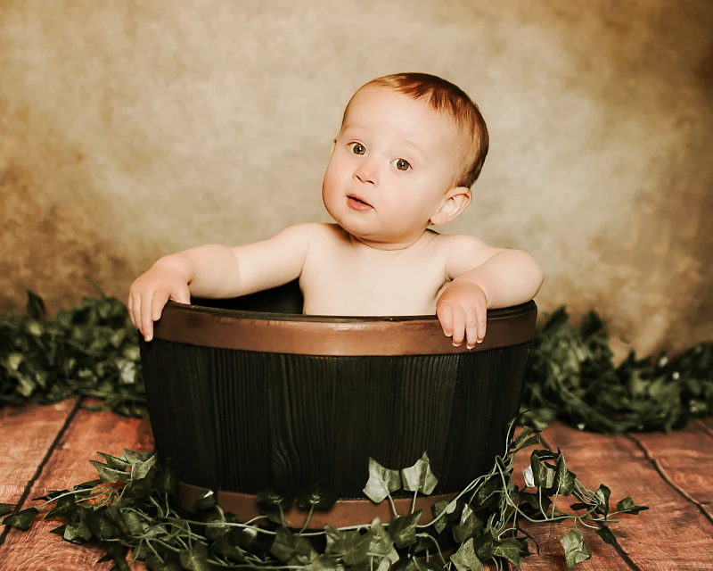 Fine art baby bath photo shoot